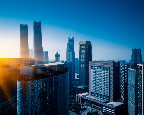 modern business buildings in financial district in city of China.